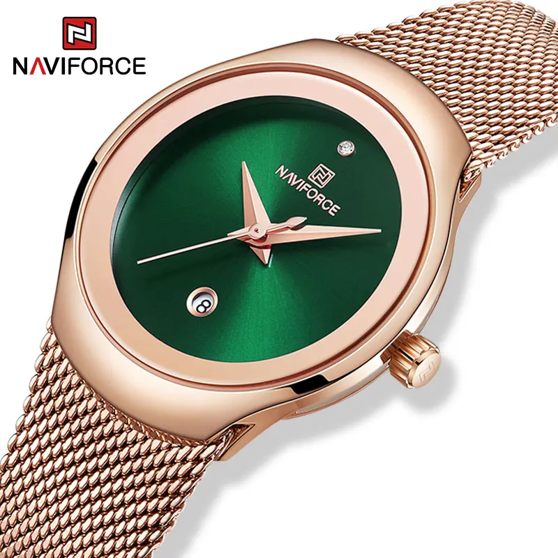 Orologi Per Le Donne Naviforce Fashion Ladies Quartz Date Orologio Da Polso Luxury Waterproof Mesh Steel Strap Bracciale Femminile Reloj Mujer