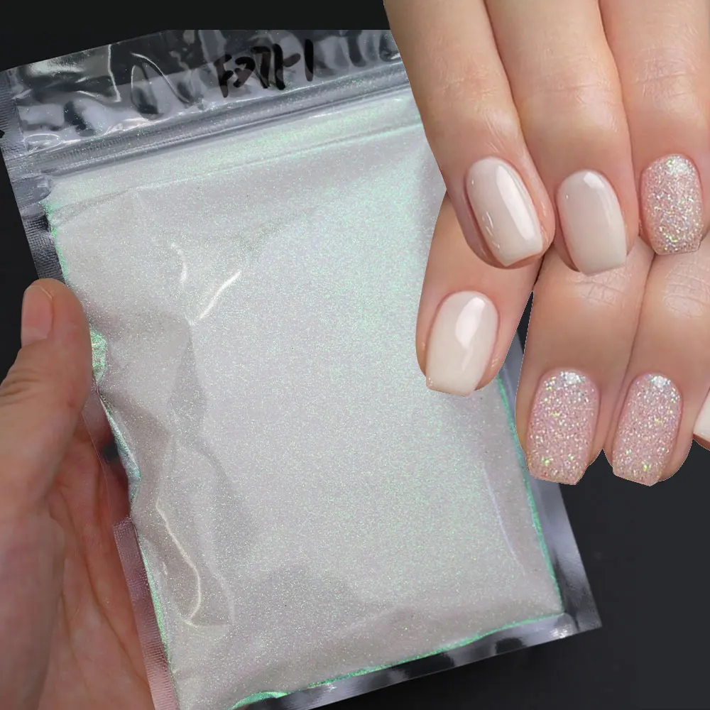 10 G/Borsa Zucchero Frizzante Glitter Per Unghie In Polvere 0.2Mm Bianco/Verde/Pueple/Rosso Iridescente Pigmento Per Unghie Zucchero Opalescente Glitt