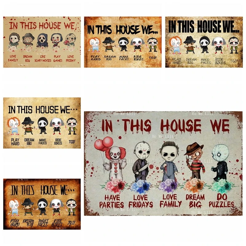 Film Horror In Questa Casa We Love Family Dream Funny Retro Metal Sign Wall Art Gift For Best Friend