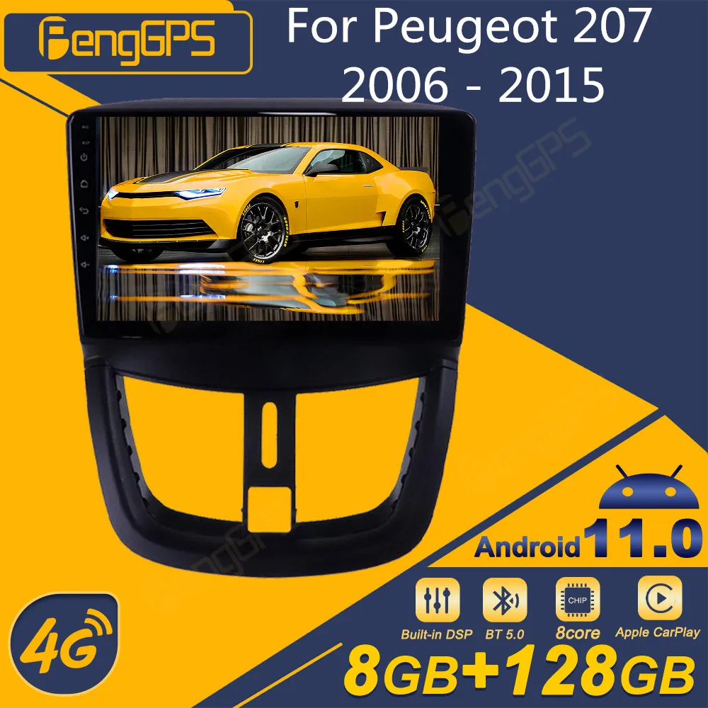 Per Peugeot 207 2006 - 2015 Autoradio Android 2Din Ricevitore Stereo Autoradio Lettore Multimediale Gps Navi Schermo Unità Principale