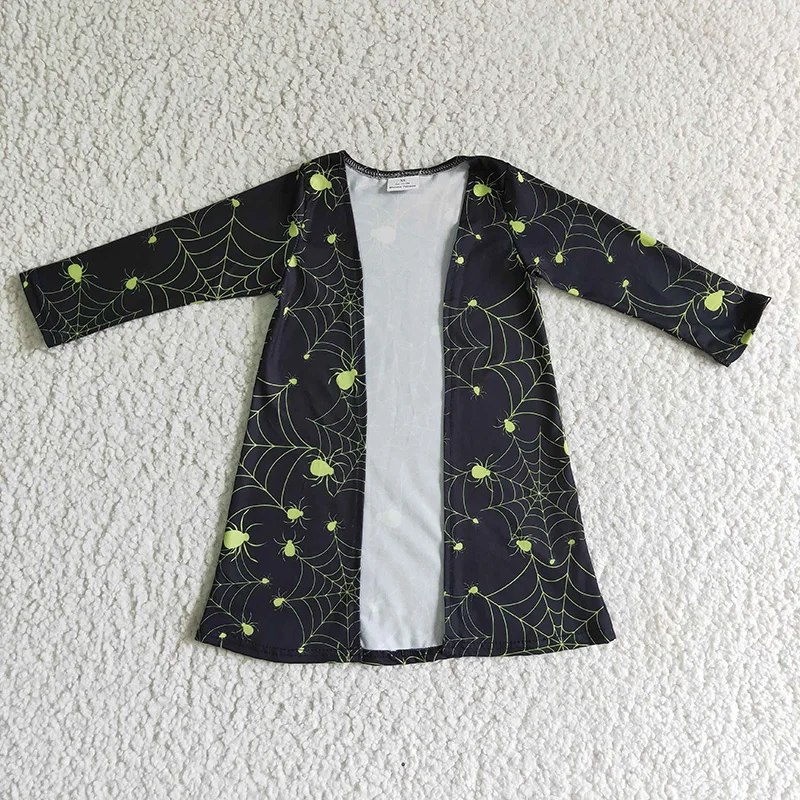 Halloween Baby Girl Open Front Cardigan Coat Toddler Manica Lunga Spider Web Abbigliamento Per Bambini Infant Fall Kids Boutique Abbigliamento