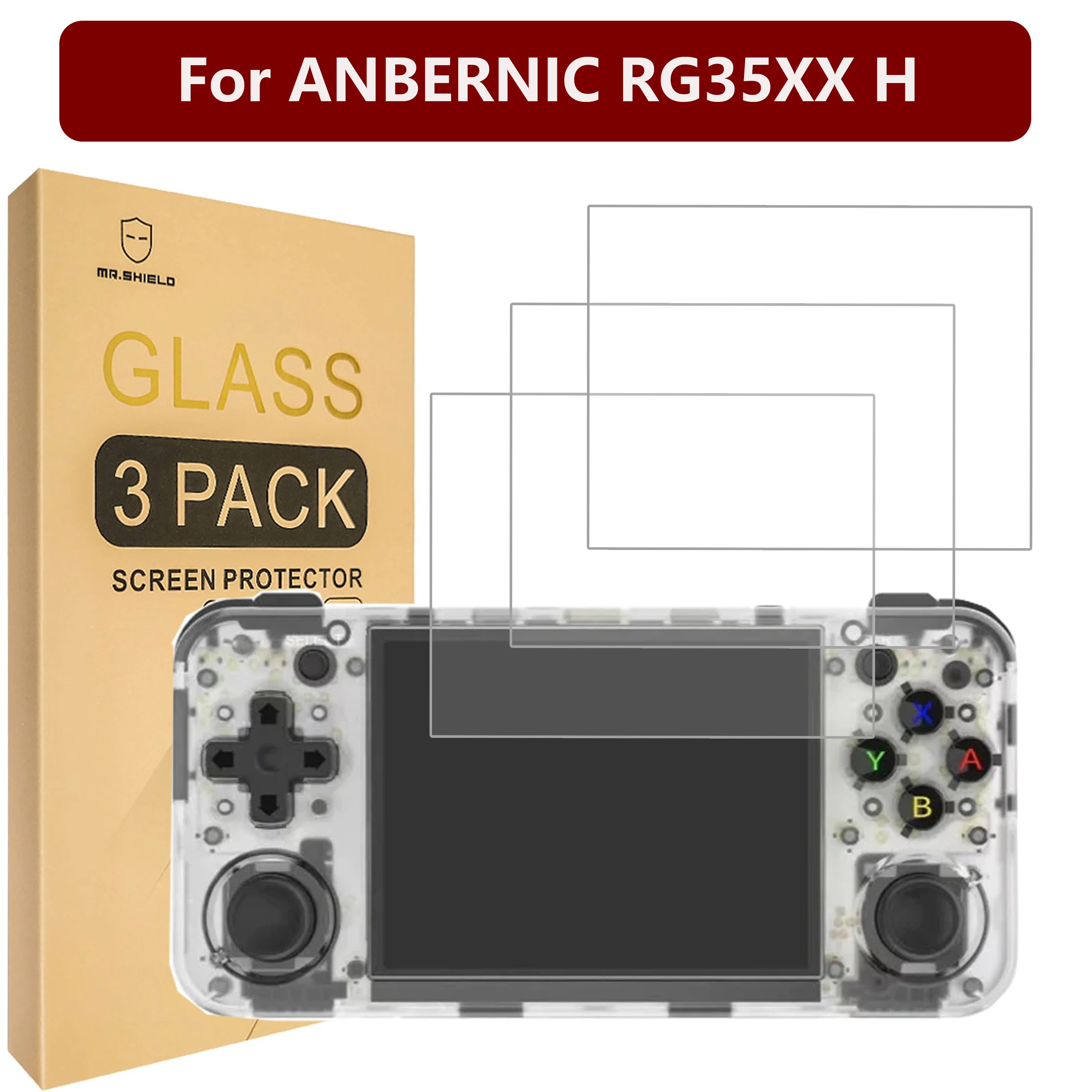Mr.Shield Screen Protector Compatibile Con Anbernic Rg35Xx H [Vetro Temperato] [Confezione Da 3] [Vetro Giapponese Con Durezza 9H]