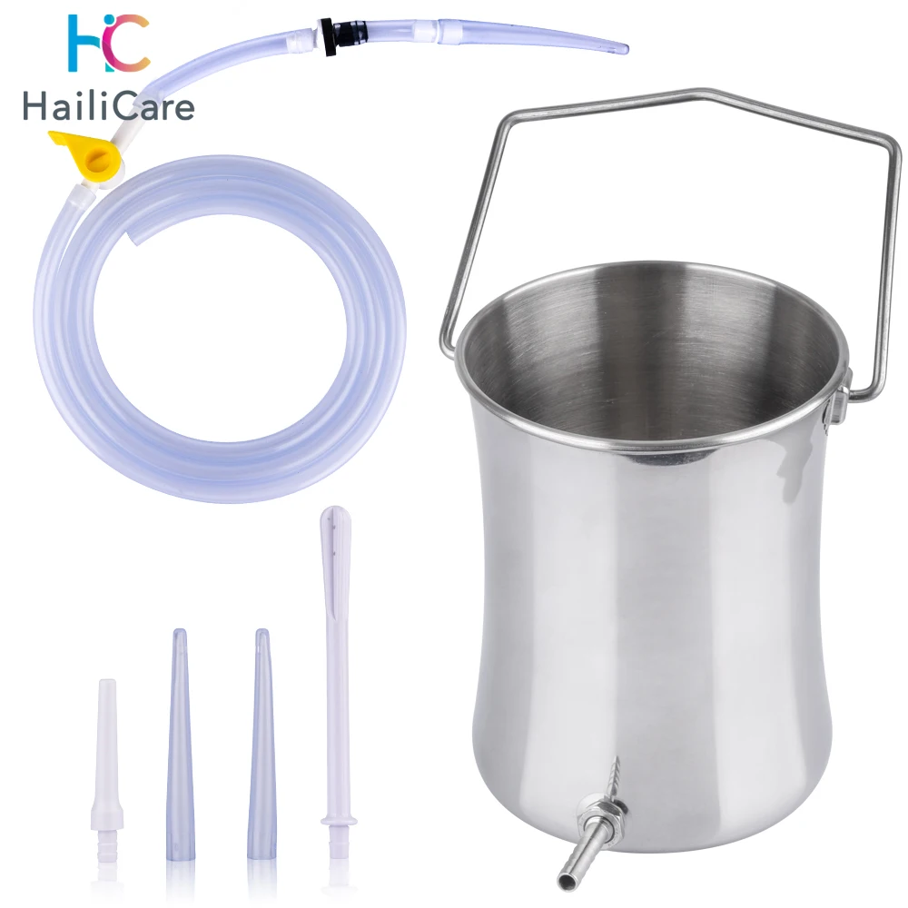Kit Secchio Per Clistere Non Tossico Da 2 Litri Pulizia Del Colon In Acciaio Inossidabile Tubi In Silicone Riutilizzabili Per Uso Medico Detox Per Caf