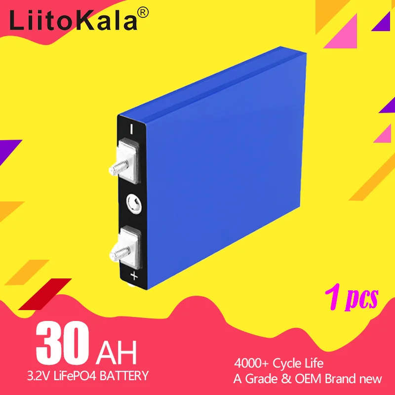 1 Pz Liitokala Lifepo4 3.2V 30Ah 5C Batteria Al Litio Bateria Per Fai Da Te 12V Lifepo4 E-Bike E Scooter Sedia A Rotelle Agv Auto Golf Cart