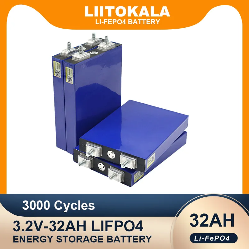 Liitokala 3.2V 32Ah Batteria Lifepo4 Fosfato 32000Mah Per 4S 12V 24V Moto Auto Motore Batterie Modifica Stud