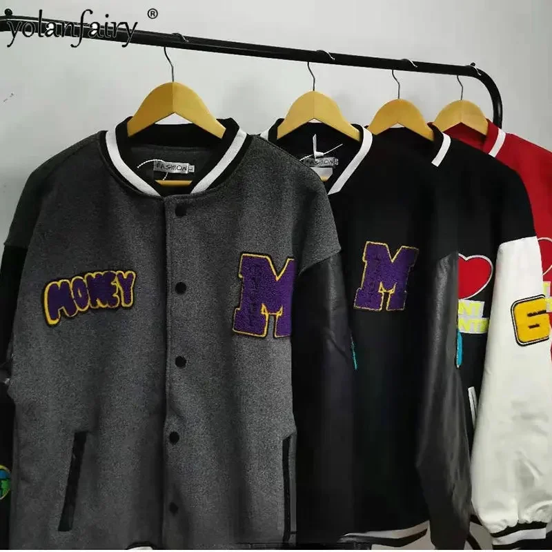 2024 Nuove Giacche Primaverili Uomo Baseball Maschile Pilota Manica In Pelle Tuta Allentata Uomo E Donna Casual Top Fc