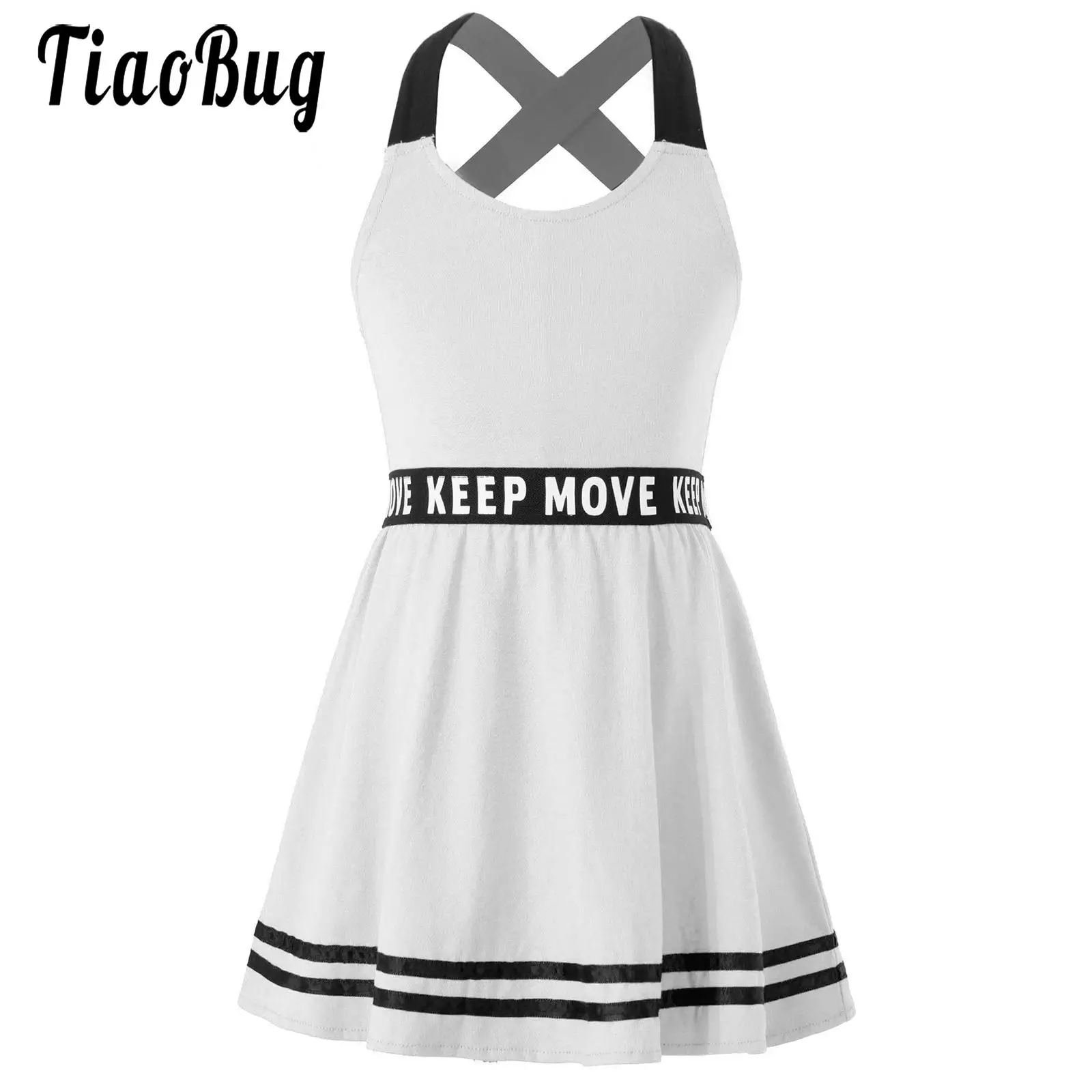 Vestito Sportivo Ragazze Bambini Gonne Criss Cross Shoulder Tennis Golf Training Summer Dress Senza Maniche Holiday Athletic Clothes