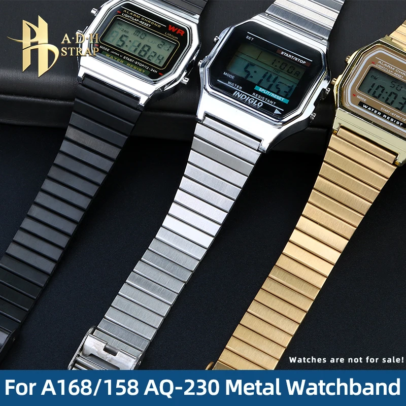 Catena Dell'Orologio Steelness Per Casio A158W/168/159/169 Aq-230 Aeq-110 Cinturino In Metallo Cinturino Da Polso Per Studenti 18Mm 13Mm