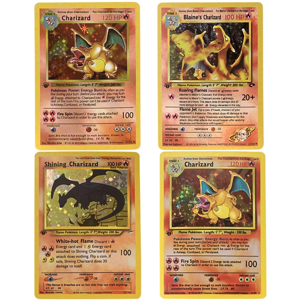 Pokemon Base Set 1996 Jaar Engels Kaarten Pikachu Gioco Fai Da Te Pokemon Shining Charizard Carte Da Collezione Di Giochi Giocattoli Regalo