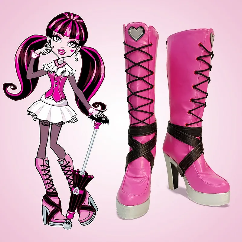 Monster High Draculaura Costume Cosplay Scarpe Stivali Draculaura Ula Parrucca Anime Monster High Cosplay Draculaura Cosplay Parrucca + Parrucca Cap