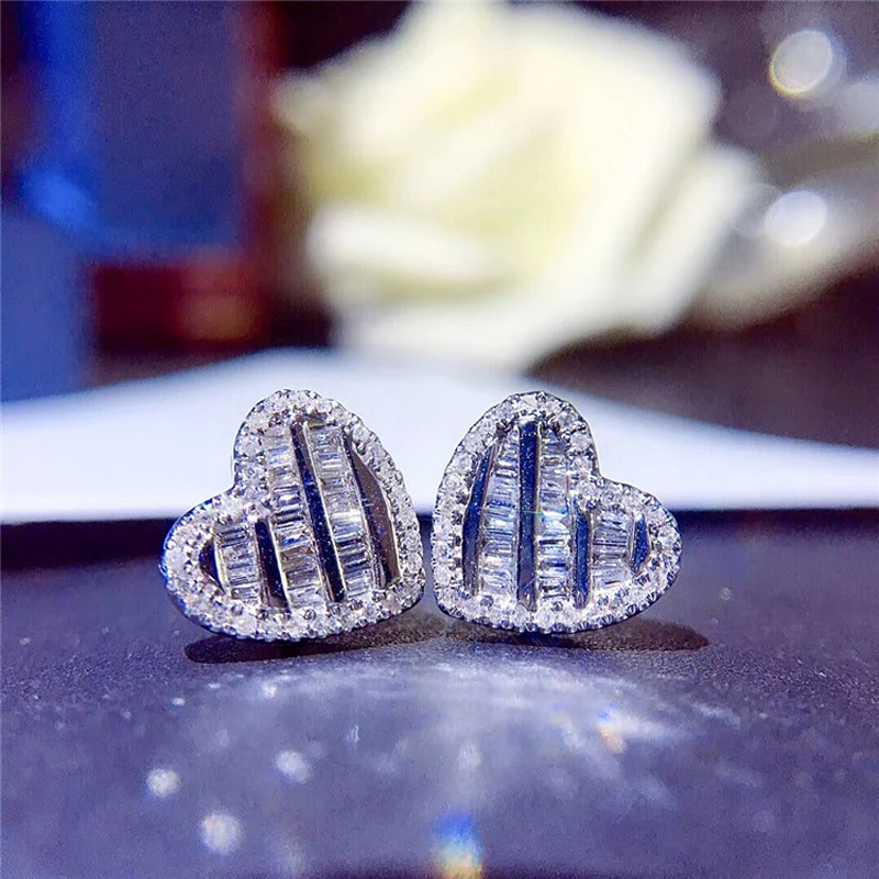 Orecchini A Cuore Temperamento Argento 925 Orecchini A Cuore Pesca Selvaggia Femminile Orecchini A Forma Di Cuore Con Zirconi Super Flash Piccoli E Fr