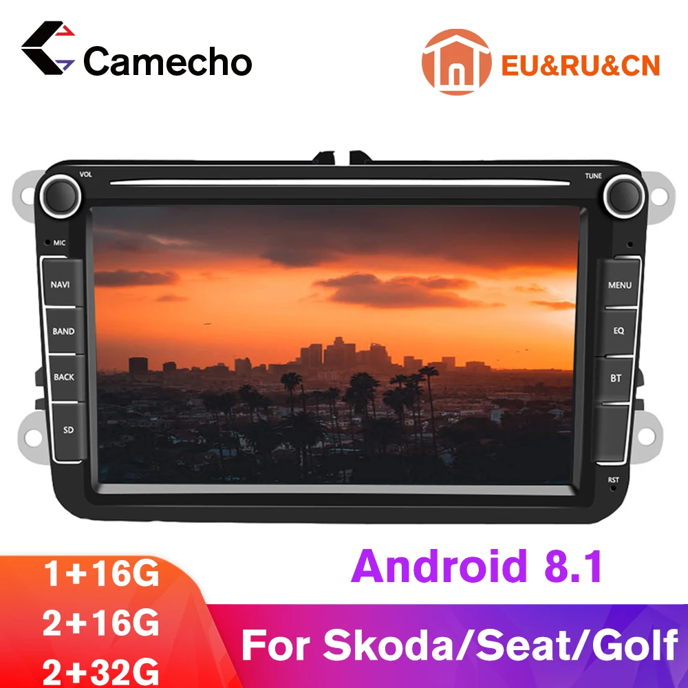 Camecho Android Lettore Multimediale 8.1 Dell'Automobile Gps 2 Din Auto Autoradio Radio Per Vw/Volkswagen/Golf/Polo/Passat/B7/B6/Seat/Leon/Skoda