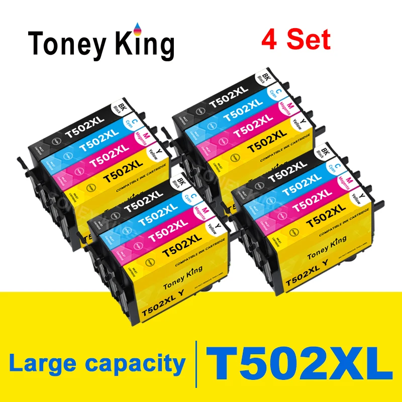 Toney King Compatibile Per Cartucce Di Inchiostro Epson T502 Xl Per Stampante Epson Xp-5105 Xp-5100 Xp5105 Xp5100 Wf-2860 Wf-2865