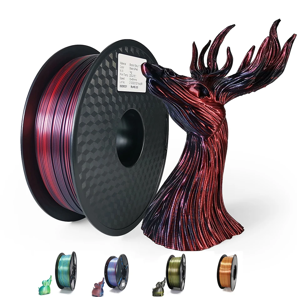 Filamento Pla A Doppio Colore Per Stampante 3D Materiale Di Stampa 3D Bicolore 1.75Mm Magic Two Colors Sublimazione Duotone Filamenti Di Seta