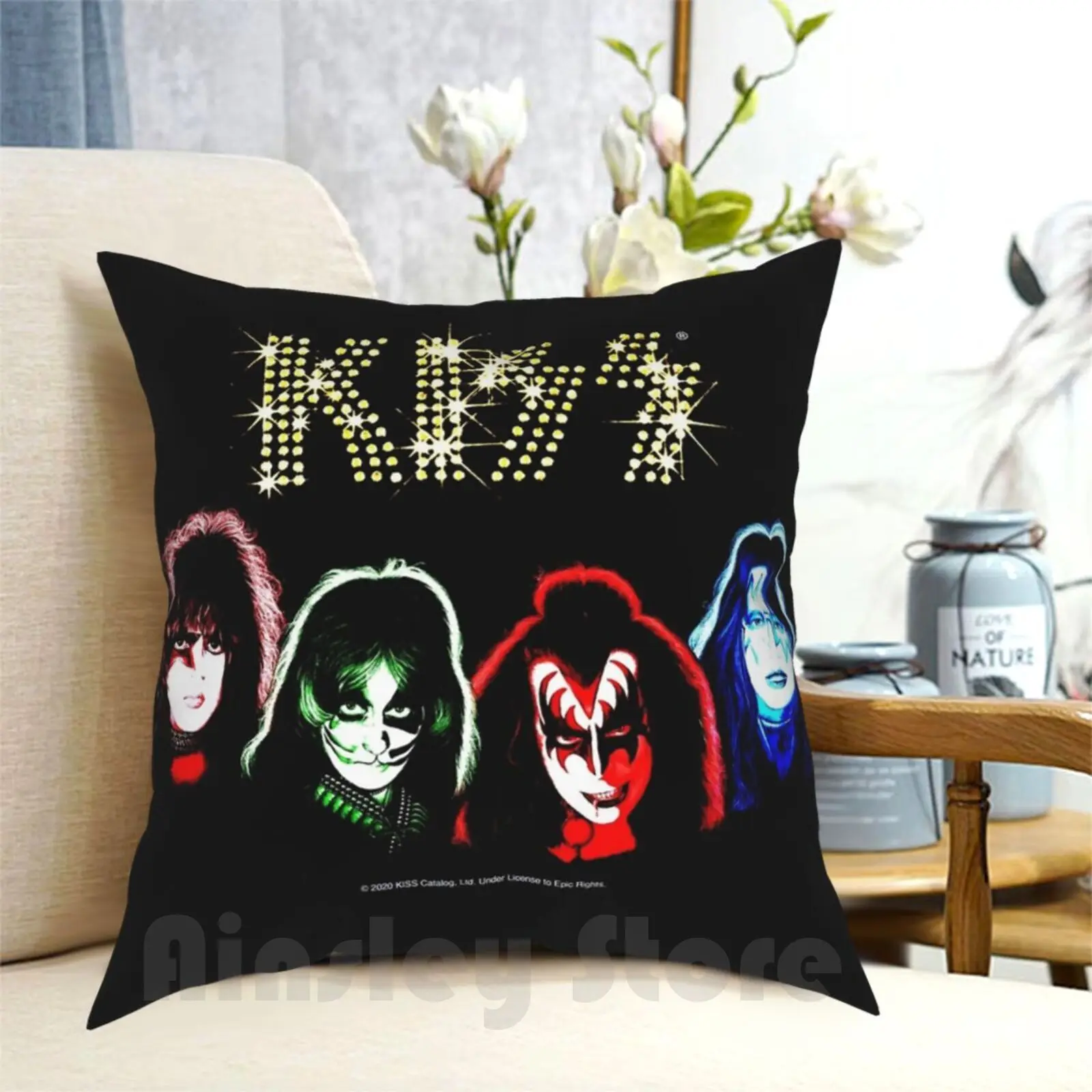 Kiss Solo Album Art-Together Federa Stampata Home Soft Throw Pillow Kiss Kiss Fan Art Kiss Band Kiss Music Kiss