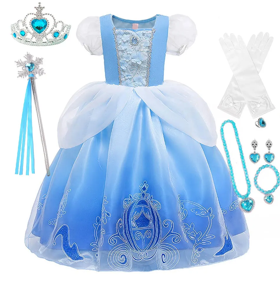 God Mother Fairy Princess Cosplay Dress Up Girls Fancy Cendrillon Fille Robe Cenerentola Party Fancy Apparel Kid Carnival Clothes