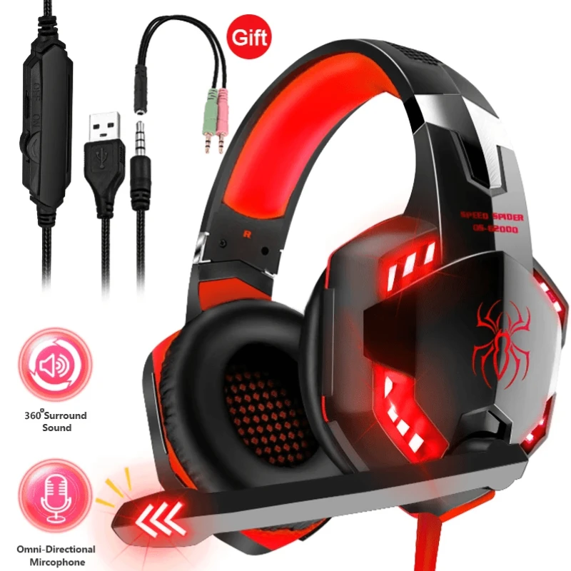 Aggiorna I Giocatori Delle Cuffie Cuffie Da Gioco Stereo A Cancellazione Di Rumore A Led Con Microfono Casque Per Pc Ps4 Xbox One Ps5