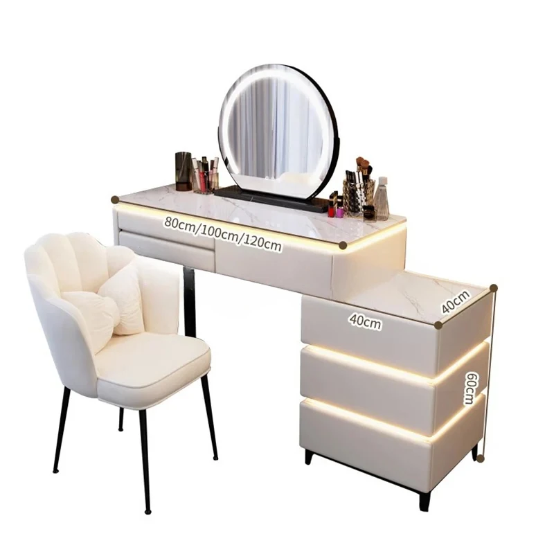 Modern Dresser Makeup Tables Vanity Mirror Led Drawer Makeup Toletta Luxury Tavoli Da Rucco Mobili Per Camera Da Letto