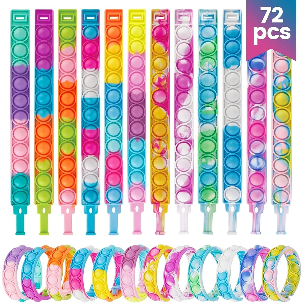 24/72Pcs Pcs Fidget Toys Braccialetto Pop Bomboniere Antistress Fidgets Packs Bulk Sensory Squishy Toys Wristband