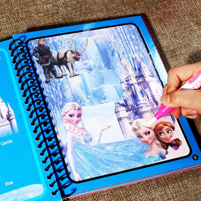 Disney Frozen Puzzle Painting Graffiti Book Cartoon Anime Spiderman Mickey Cars Sofia Princess Diy Magical Acquerello Paint 2022