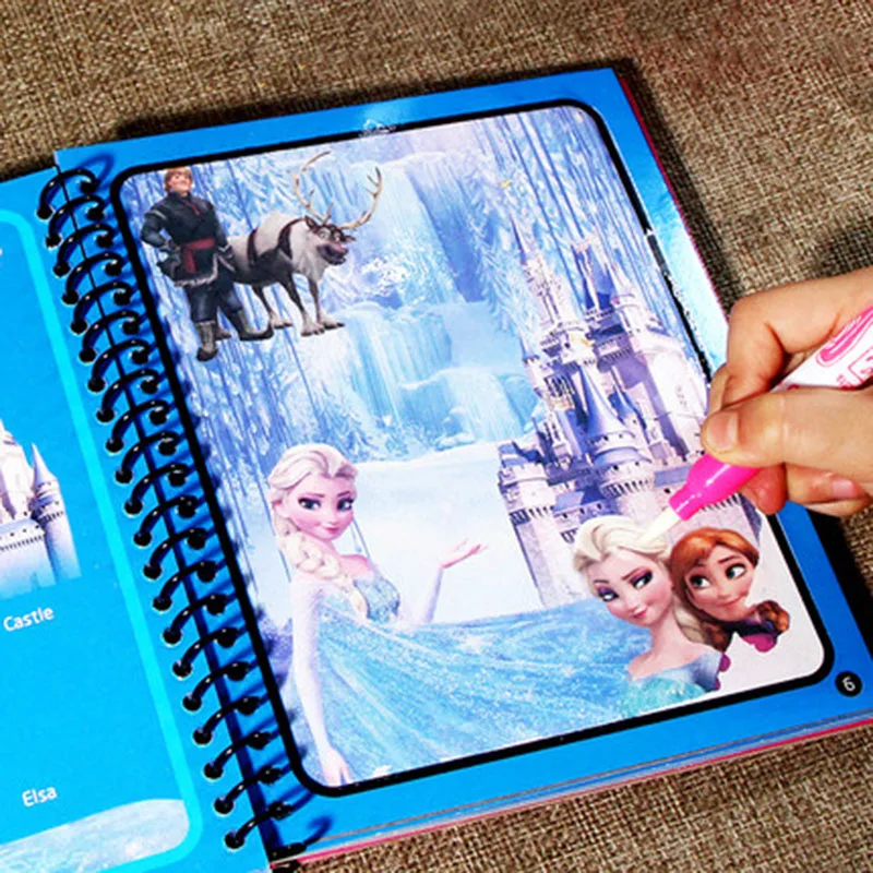 Frozen Puzzle Graffiti Painting Book Kids Cartoon Anime Spiderman Cars Sofia Princess Mickey Diy Magic Acquerello Painting