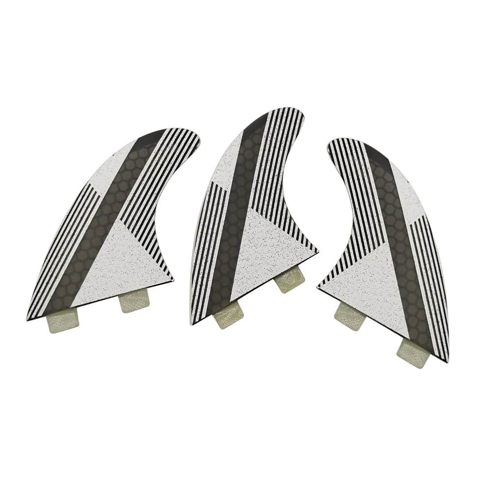 Upsurf Fcs Fins G5 Accessori Per Tavole Da Surf Nero Con Linea Bianca A Nido D'Ape Doppie Linguette 3 Pz/Set Stand Up Paddle Tabla De Surf