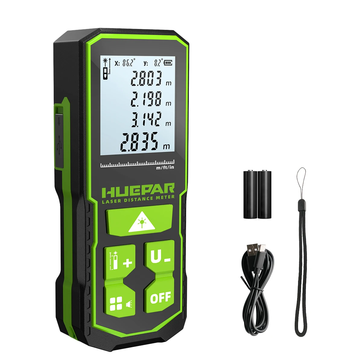 Huepar Misuratore Di Distanza Laser 60M Roulette Elettronica Laser Lcd Telemetro Digitale Trena Metro Metro Metro Righello Strumento Di Prova