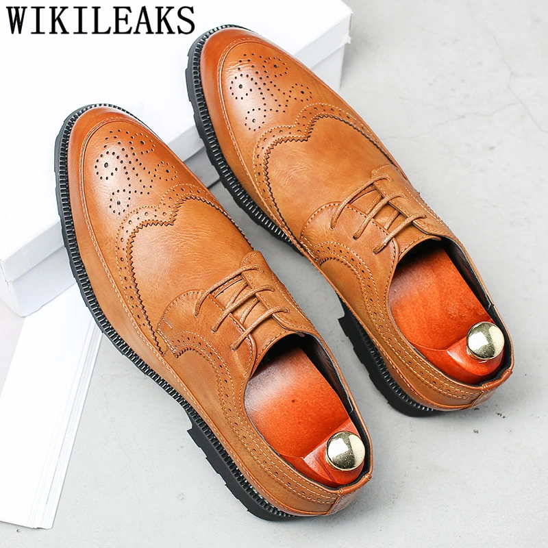 Brogues Scarpe Eleganti Da Uomo In Pelle Scarpe Oxford Nere Da Uomo Scarpe Da Festa Blu Da Uomo Scarpe Moda Italiana Uomo Elegante Schoenen Mannen