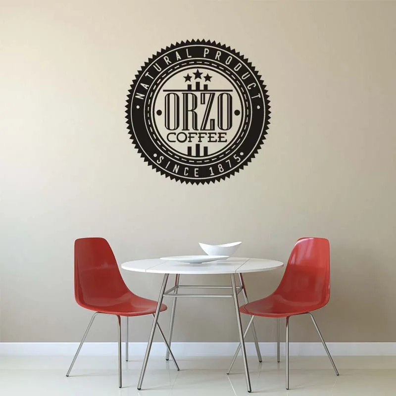Coffee Shop Sign Natural Orzo Logo Cafe Decor Adesivo Decalcomania Tazza Da Parete Di Alta Qualità Vinile Personalizzato