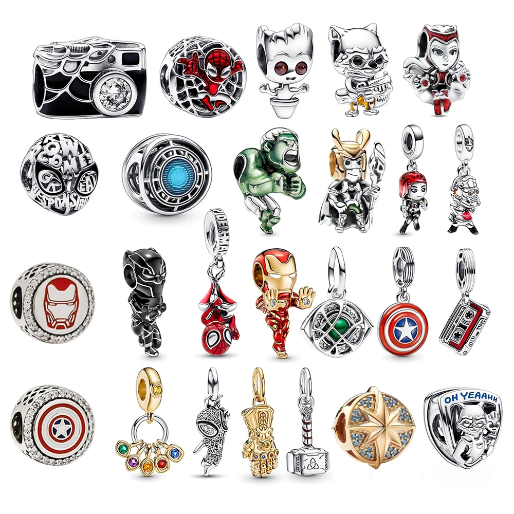 Fit Original Pandora Charms Bracciali Marvel The Avengers Charm Series Spider-Man Iron Man Charm Pendant Jewelry
