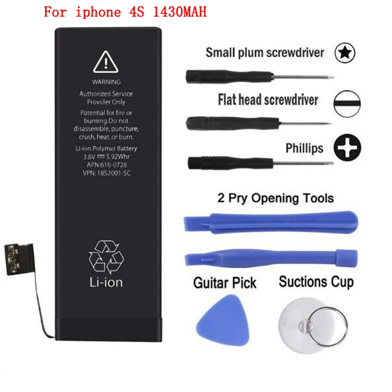 Batteria Al Litio Reale 3.7V 1430Mah Per Iphone 4S 4Gs Iphone4S Batterie Ricaricabili Per Telefono Bateria Di Alta Qualità