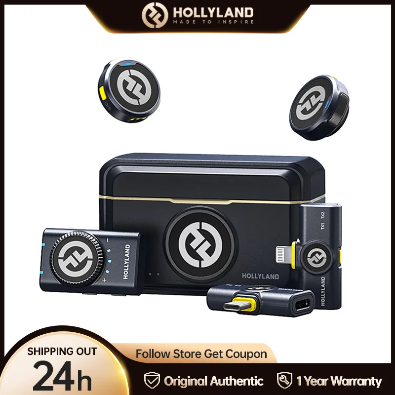 Hollyland Lark M2 Microfono Lavalier Wireless Per Fotocamera Iphone Gamma 300M Cancellazione Del Rumore Batteria 30H Per Fotografia Vlog