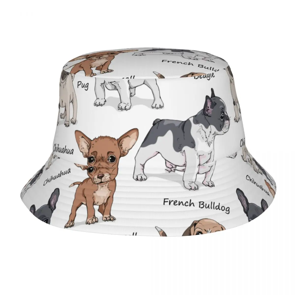 Simpatici Cani Bulldog Francese Beagle Jack Russell Terrier Chihuahua Cappello Da Pescatore Bob Berretto Da Pescatore Visiera Parasole Da Viaggio All'