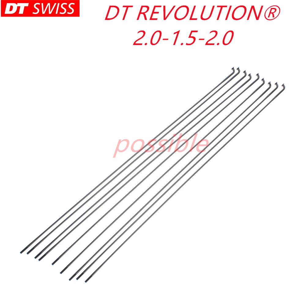Raggi Per Biciclette Dt Swiss Revolution 2.0-1.5-2.0 Raggi Rotondi J-Bend Nero Leggero Variablediameterspoke