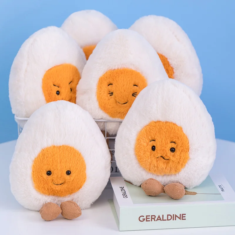 Fluffy Super Soft Boiled Egg Peluche Peluche Bambola Farcito Cibo Lungo Peluche Diverse Emozioni Baby Placare Giocattoli Bambini