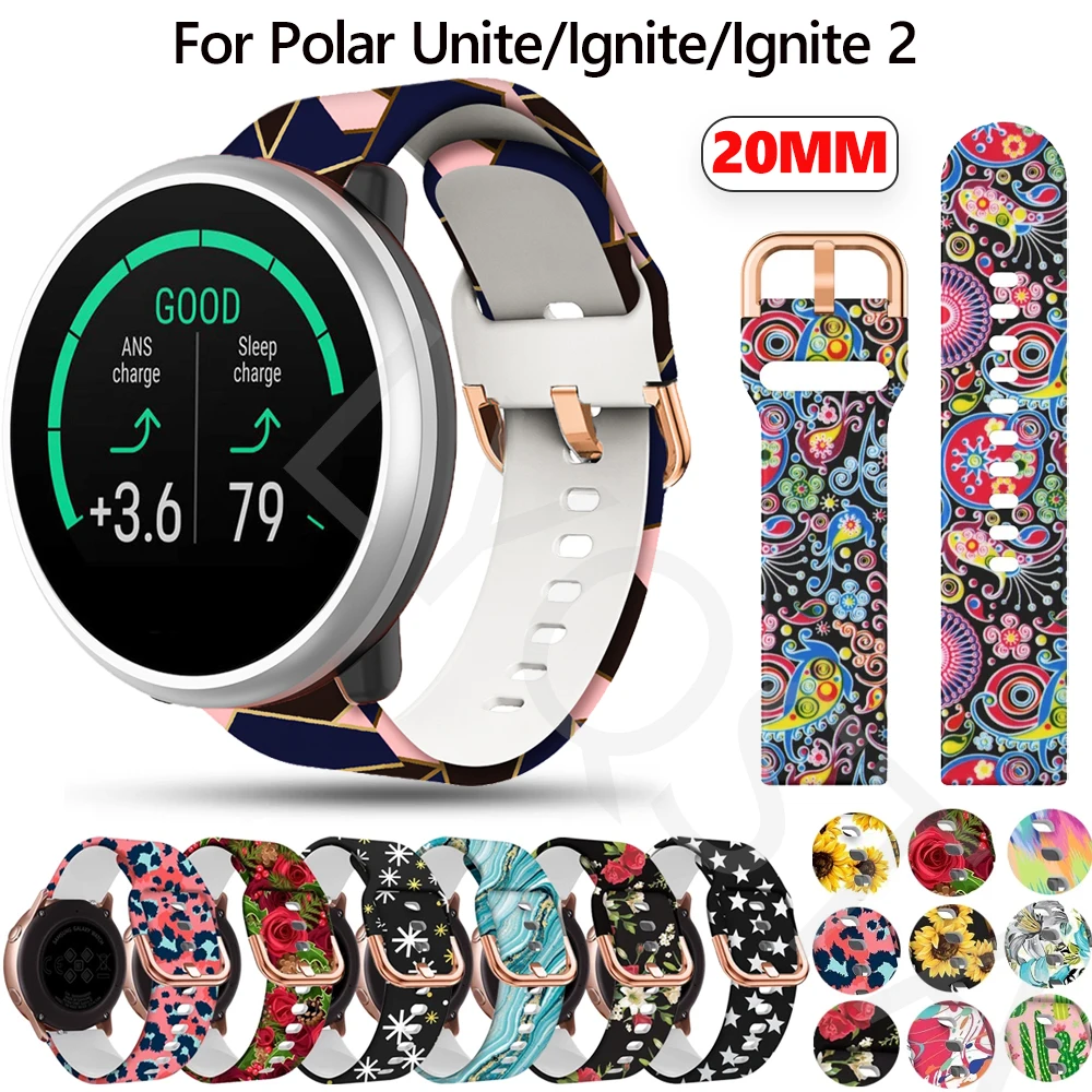 20Mm Cinturino Smart Watch Di Ricambio Per Polar Ignite/Unite Stampa Floreale Cinturino In Silicone Polar Ignite 2 Cinturino Accessori Cinturino