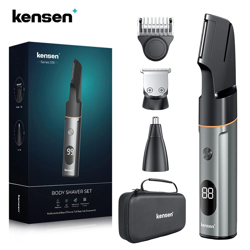 Kensen S16 Kit Rasoio Per Capelli Corpo Per Uomo 3 In 1 Tagliacapelli Per Barba Ipx6 Tagliacapelli Impermeabile Tagliacapelli Elettrico Barbiere