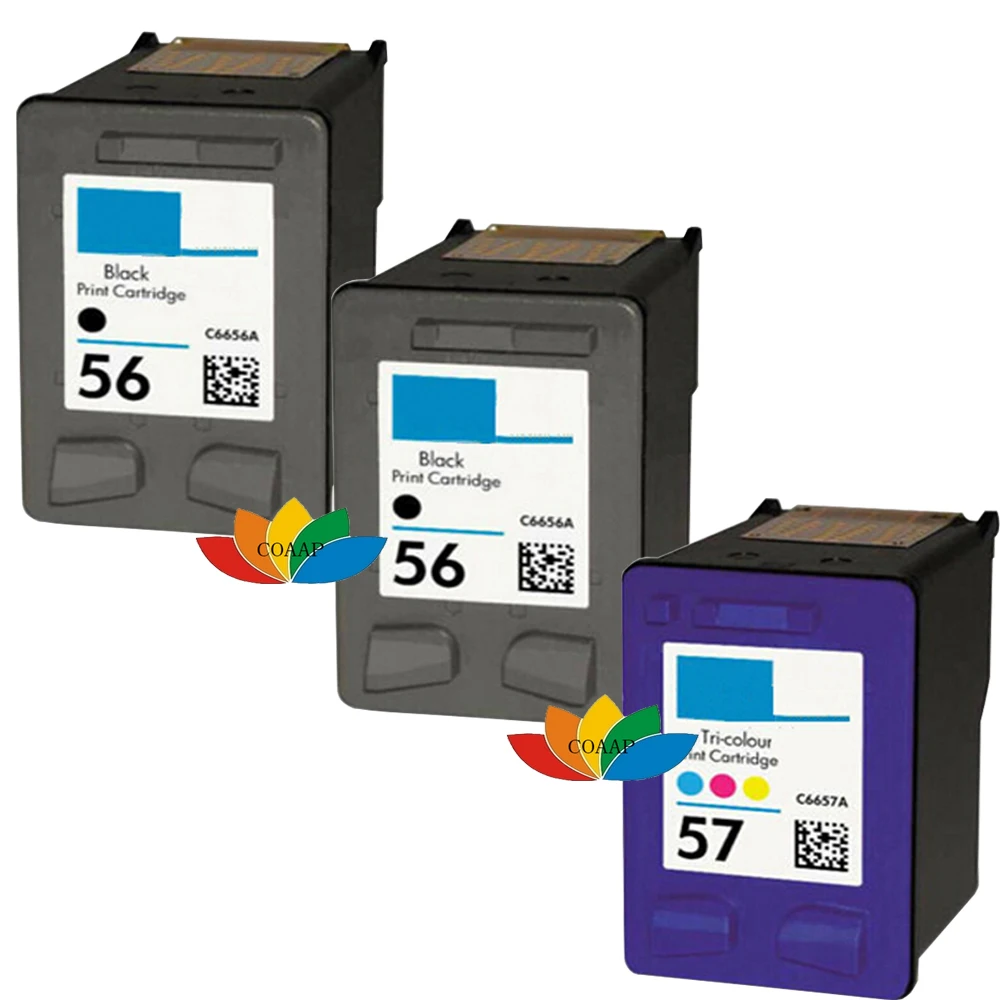 3 Cartucce Di Inchiostro Compatibili Per Hp 56 E 57 Psc 1110 1200 1205 1210 1213 1215 1217 1219 1315 1317 Tutto In Uno Stampante
