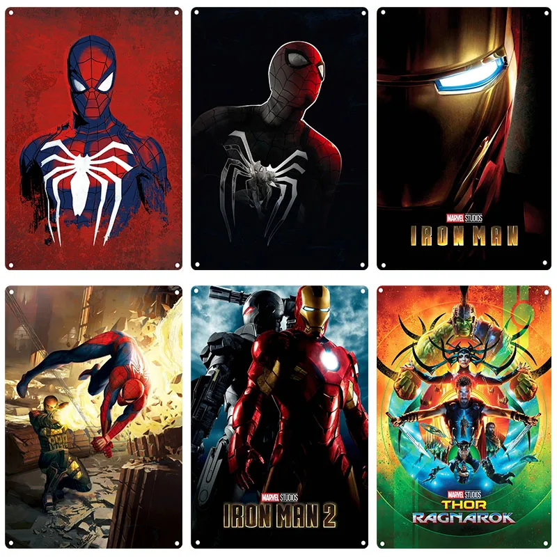 Disney Avengers Spider Man Iron Man Metal Tin Sign Poster Vintage Metal Plate Targa In Latta Man Cave For Bedroom Home Decor