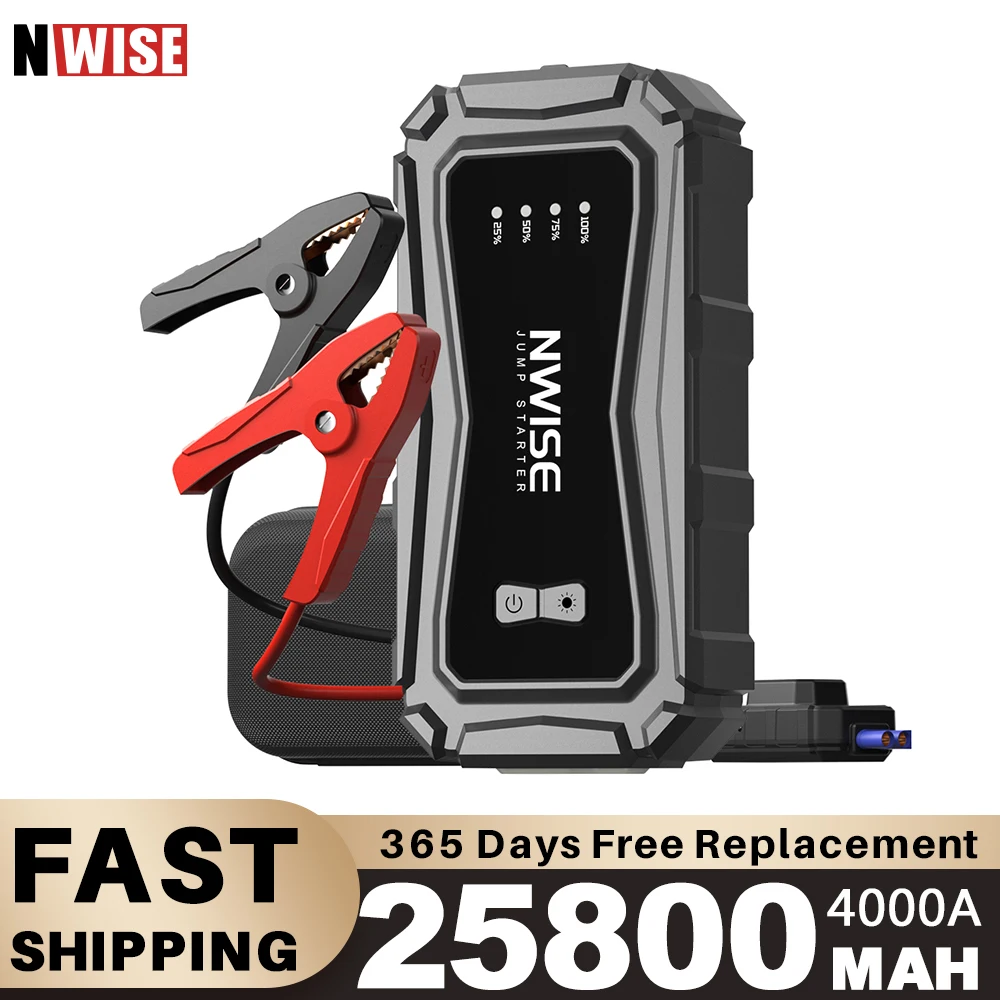 Nwise Car Jump Starter 4000A 25800Mah 12V Batteria Per Auto Powerbank Caricabatteria Per Auto Batteria Esterna