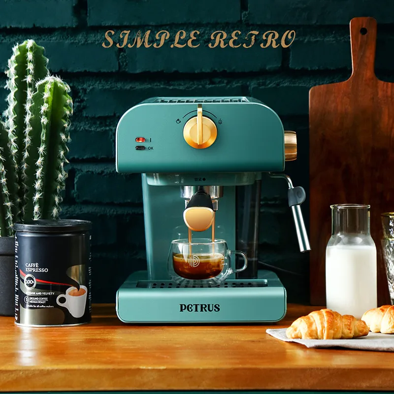 Petrus Pe3320 Macchina Da Caffè Con Montalatte Macchina Da Caffè Semiautomatica Retrò Mini Macchina Da Caffè Macchina Per Caffè Espresso Elettrica