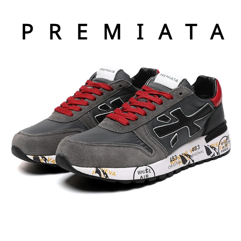 Premiata Scarpe Da Ginnastica Casual Da Uomo Grigio Scuro Rosso Moda Scarpe Sportive Da Corsa Traspiranti Per Uomo Spedizione Gratuita Premiata