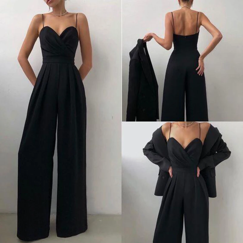 Moda Sexy Scollo A V 2023 Cinghie Estive Tute A Gamba Larga Tute Da Salto Per Le Donne Eleganti
