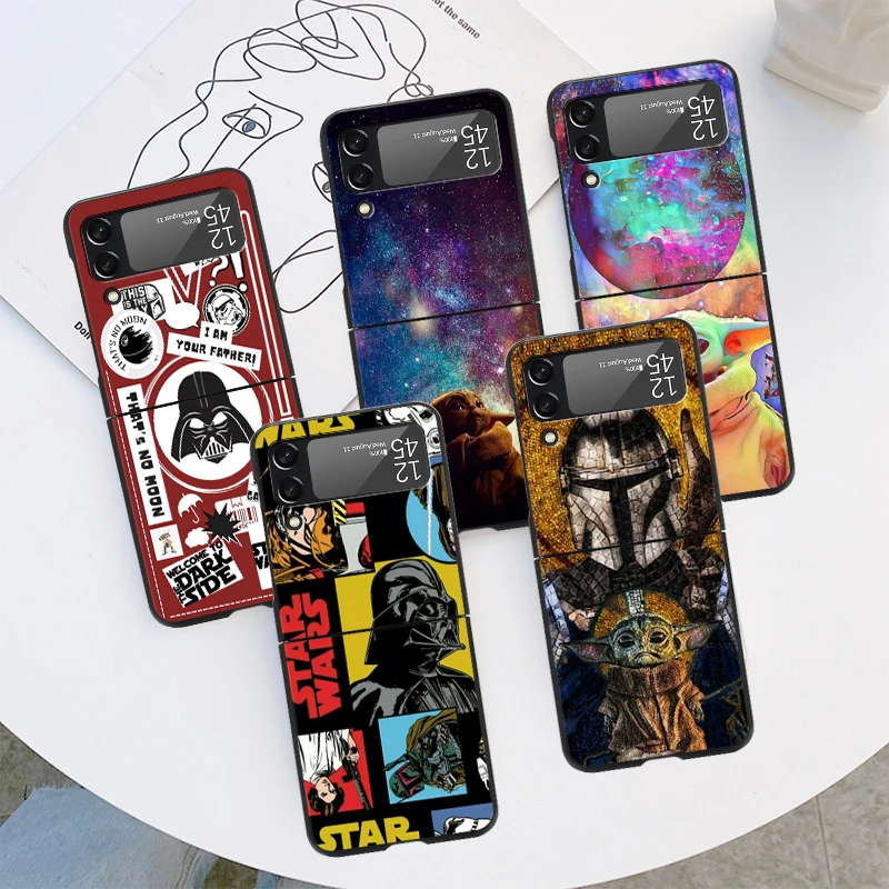 Custodia Per Samsung Galaxy Z Flip 3 4 5G Nero Hard Pc Anti-Knock Back Cover Per Telefono Di Lusso Flip3 Flip4 Shell Cool Starwars Fundas