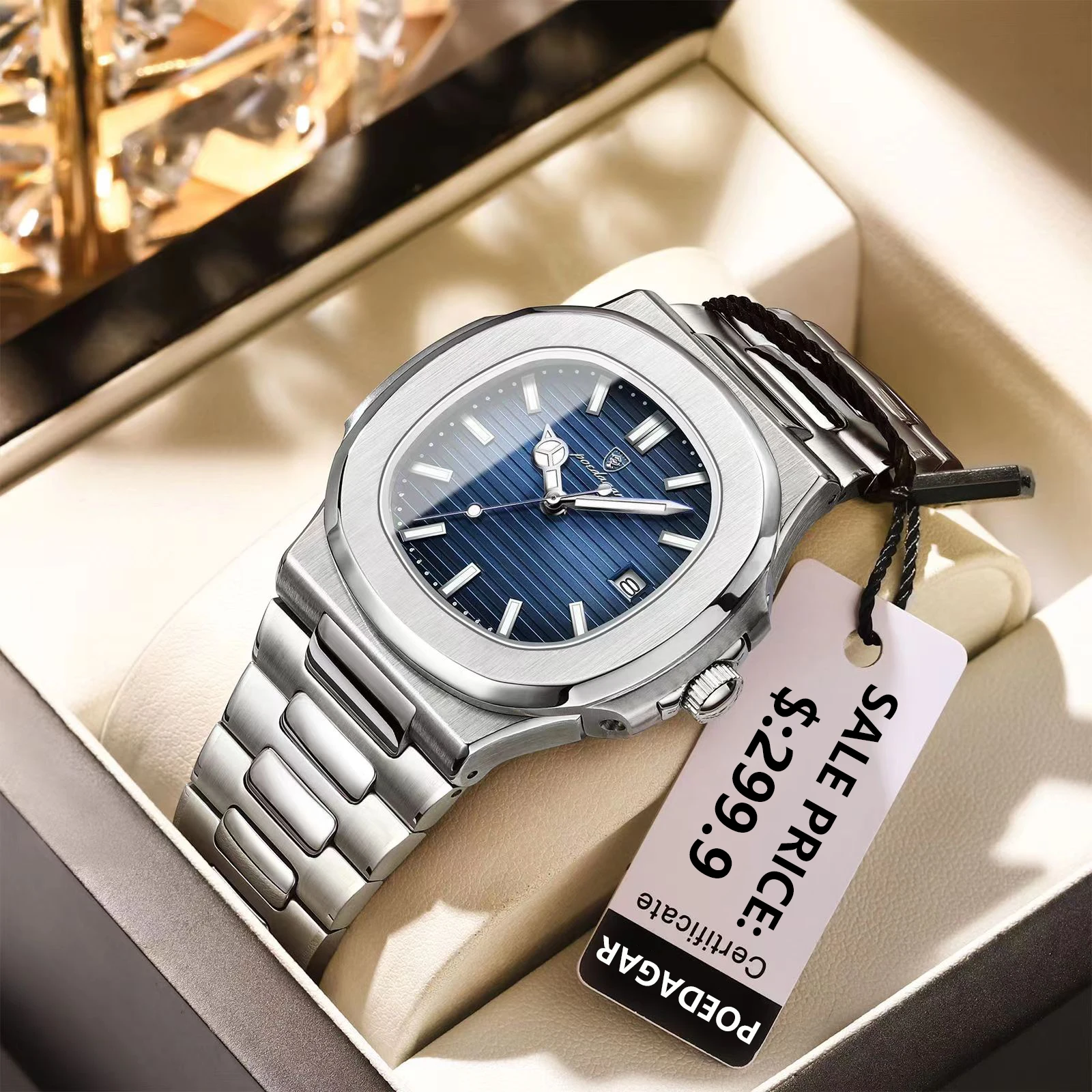 2023 Nuovo Orologio Di Lusso Poedagar Business Orologio Maschile Impermeabile Data Luminosa Orologio Da Uomo Al Quarzo Quadrato In Acciaio Inossidabil