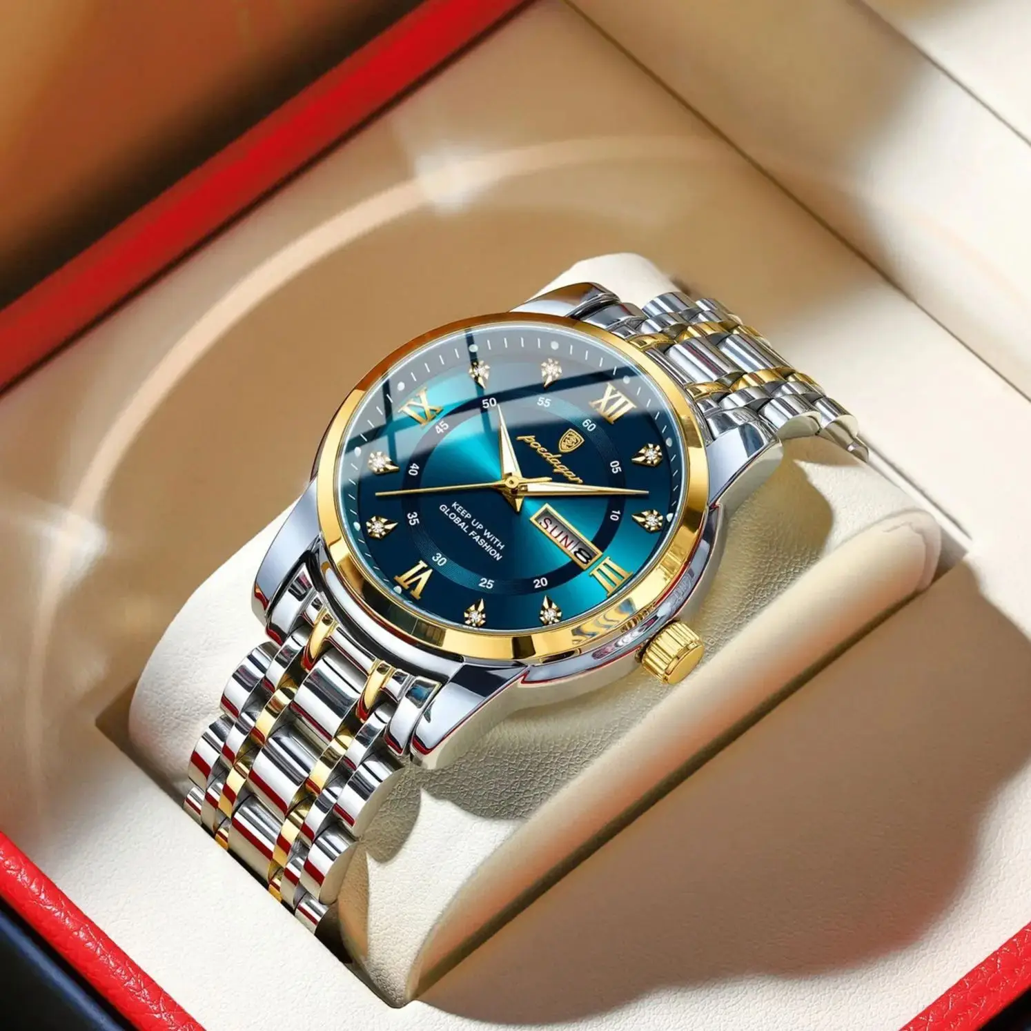 Orologio Di Lusso Poedagar Per Uomo Elegante Data Week Orologio Da Uomo Luminoso Impermeabile Al Quarzo Orologi Sportivi Da Uomo In Acciaio Inossidabi