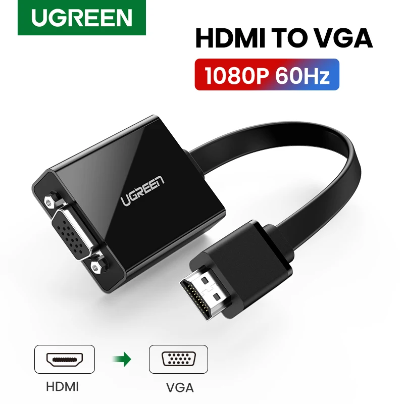 Ugreen Adattatore Da Hdmi A Vga Per Convertitore Da Maschio A Femmina Ps4 Adattatore Da 1080P Vga A Hdmi Con Jack 3.5 Per Tv Box Pc Vga A Hdmi