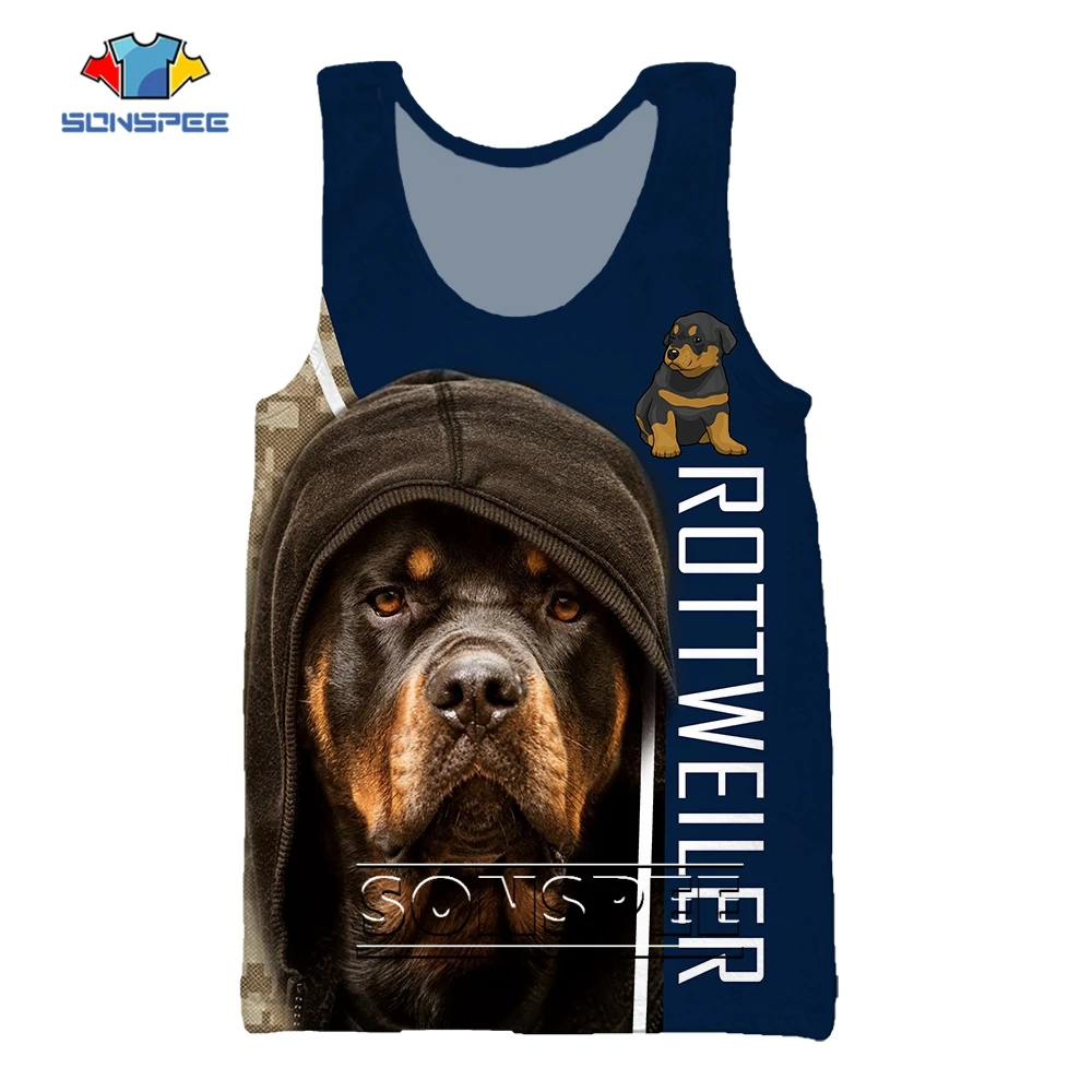 Sonspee Street Style 3D Stampato Mens Designer Clothes Animal Dog Rottweiler Graphic Beach Vest Plus Size Harajuku Jersey Canotta
