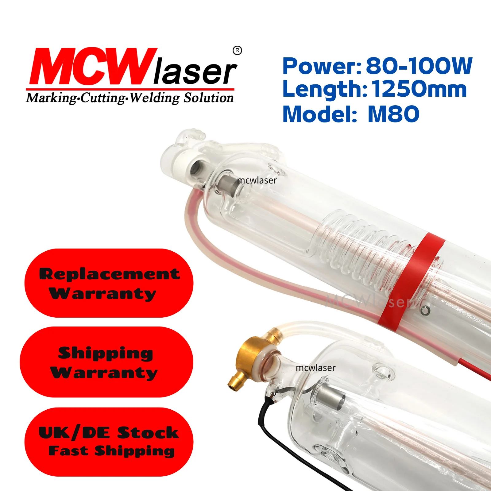 Tubo Laser Mcwlaser 80W-100W 1250Mm Per Macchina Da Taglio Per Incisore Laser Co2