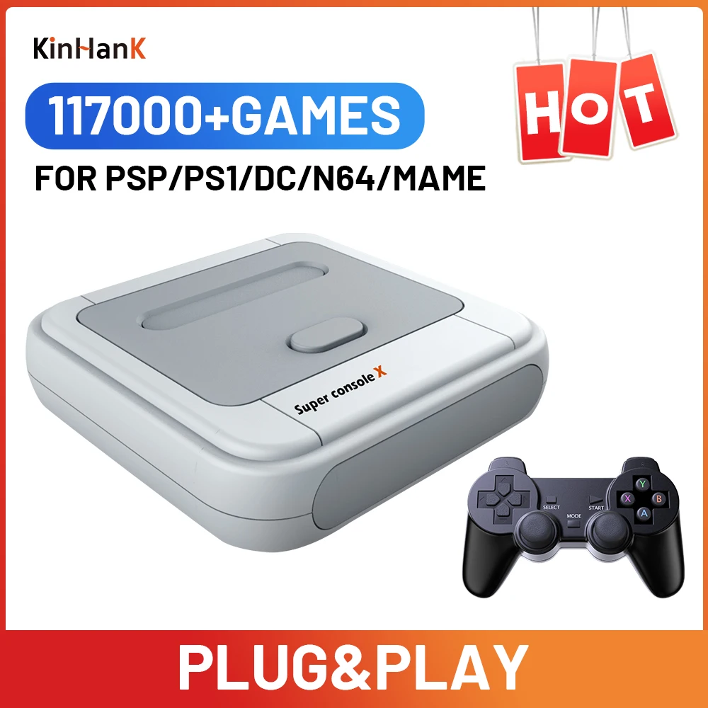 Kinhank Super Console X Game Box Console Di Gioco Retrò 100000 Videogiochi Per Dc/Mame/Tiffany Con Gamepad Game Player